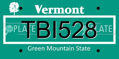 TBI528 Vermont License Plate