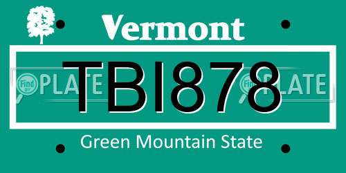 TBI878 Vermont License Plate