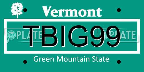 TBIG99 Vermont License Plate