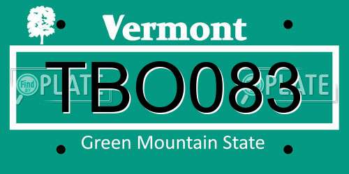 TBO083 Vermont License Plate