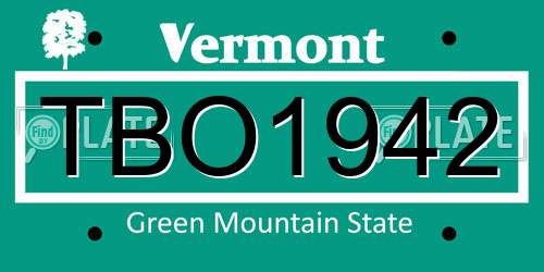 TBO1942 Vermont License Plate
