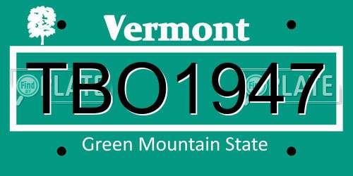 TBO1947 Vermont License Plate