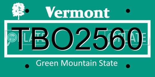 TBO2560 Vermont License Plate