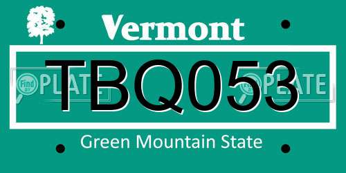 TBQ053 Vermont License Plate