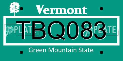TBQ083 Vermont License Plate