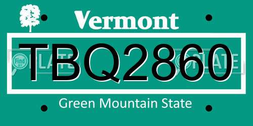 TBQ2860 Vermont License Plate