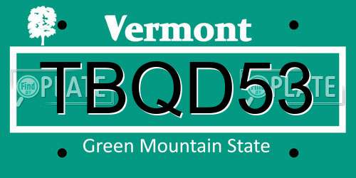 TBQD53 Vermont License Plate