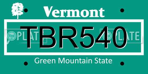 TBR540 Vermont License Plate