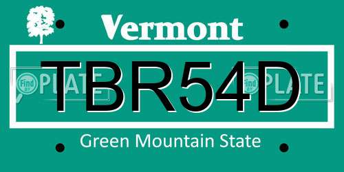 TBR54D Vermont License Plate
