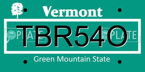 TBR54O Vermont License Plate