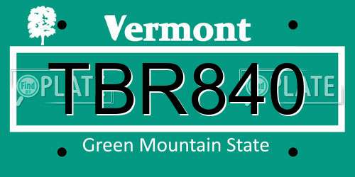 TBR840 Vermont License Plate