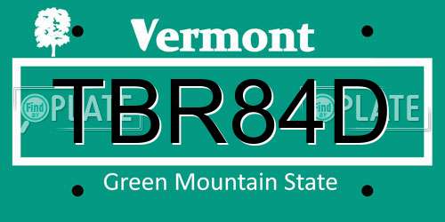 TBR84D Vermont License Plate