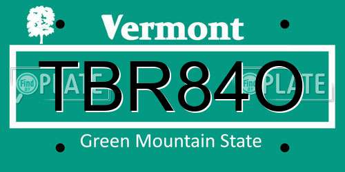 TBR84O Vermont License Plate