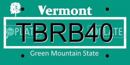 TBRB40 Vermont License Plate