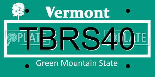 TBRS40 Vermont License Plate