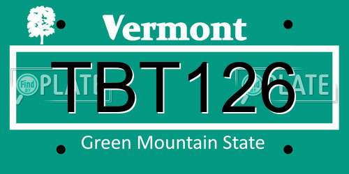 TBT126 Vermont License Plate