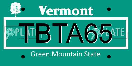 TBTA65 Vermont License Plate