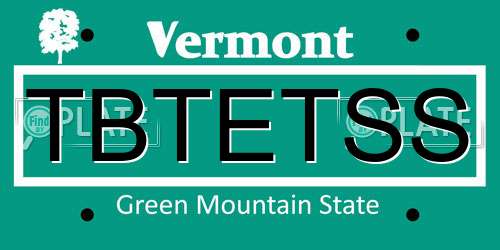 TBTETSS Vermont License Plate