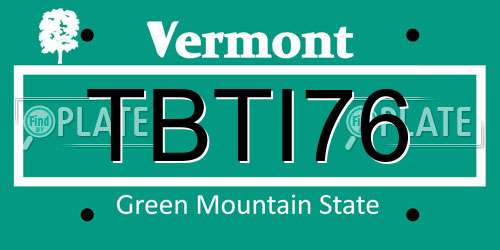TBTI76 Vermont License Plate