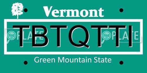 TBTQTTI Vermont License Plate