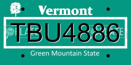 TBU4886 Vermont License Plate