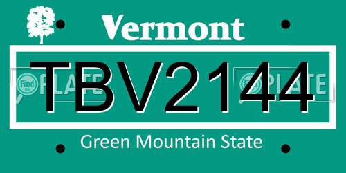 TBV2144 Vermont License Plate
