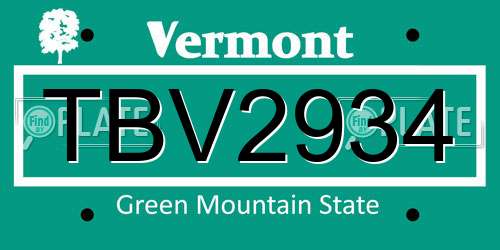 TBV2934 Vermont License Plate