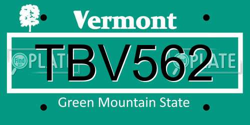 TBV562 Vermont License Plate