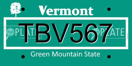 TBV567 Vermont License Plate
