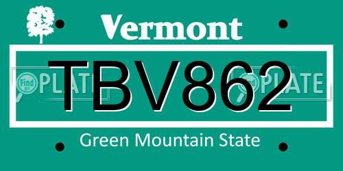 TBV862 Vermont License Plate