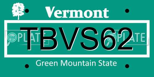 TBVS62 Vermont License Plate