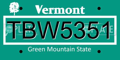 TBW5351 Vermont License Plate