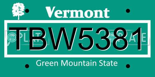 TBW5381 Vermont License Plate