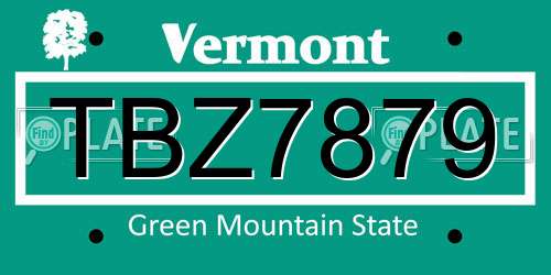 TBZ7879 Vermont License Plate