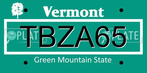 TBZA65 Vermont License Plate