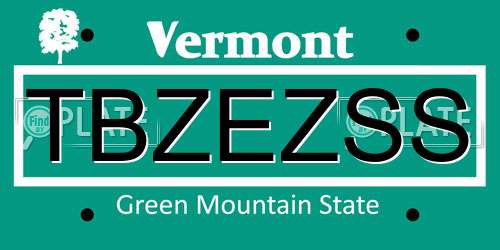 TBZEZSS Vermont License Plate