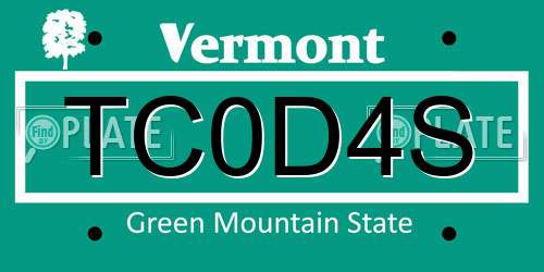 TC0D4S Vermont License Plate