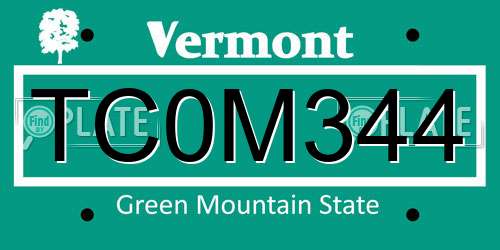 TC0M344 Vermont License Plate