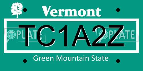 TC1A2Z Vermont License Plate