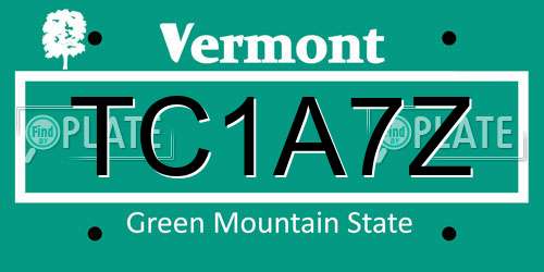 TC1A7Z Vermont License Plate