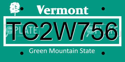 TC2W756 Vermont License Plate