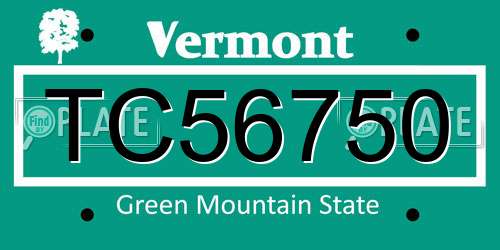 TC56750 Vermont License Plate