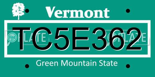TC5E362 Vermont License Plate