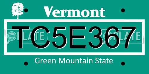 TC5E367 Vermont License Plate