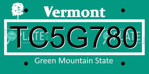 TC5G780 Vermont License Plate