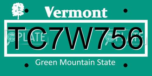 TC7W756 Vermont License Plate