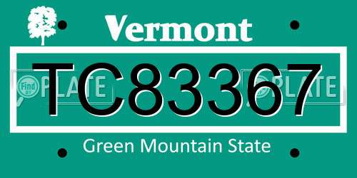 TC83367 Vermont License Plate