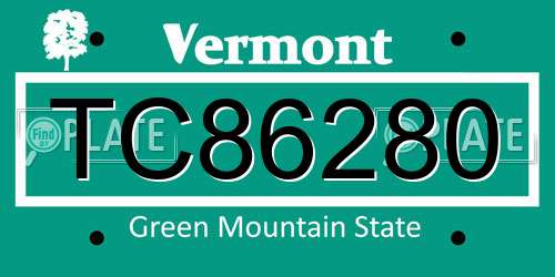 TC86280 Vermont License Plate