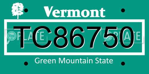 TC86750 Vermont License Plate