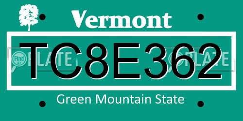TC8E362 Vermont License Plate